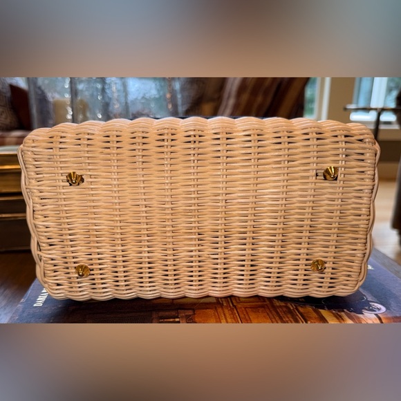 Christian Dior Lady Dior Bag Wicker & Navy Blue Oblique Canvas Medium $6300 - Picture 5 of 13